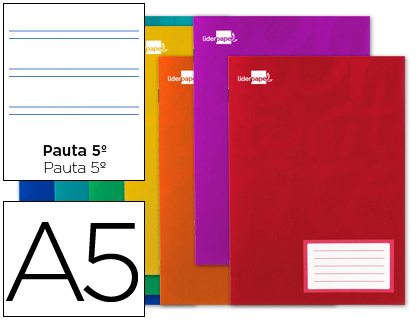 LIDERPAPEL - LIBRETA WRITE A5 32 HOJAS 60G/M2CUADRO PAUTA 5ª 2.5MM CON MARGEN (Ref.LB08)