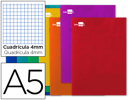 LIDERPAPEL - LIBRETA WRITE A5 80 HOJAS 60G/M2 CUADRO 4MM CON MARGEN (Ref.LB01)