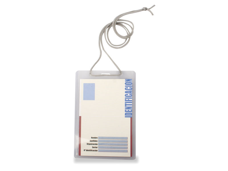 5* - Funda IDENTIFICACION 93X132 MM.CON CORDON EXTRAGRANDE (90CM) FABRICADO EN PVC. (Ref.1077G)