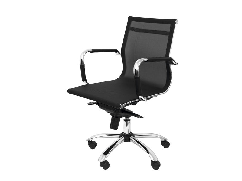 5* - Sillón DIRECCIÓN MILÁN RESPALDOMEDIO MALLA NEGRO. (Ref.204CBNE)