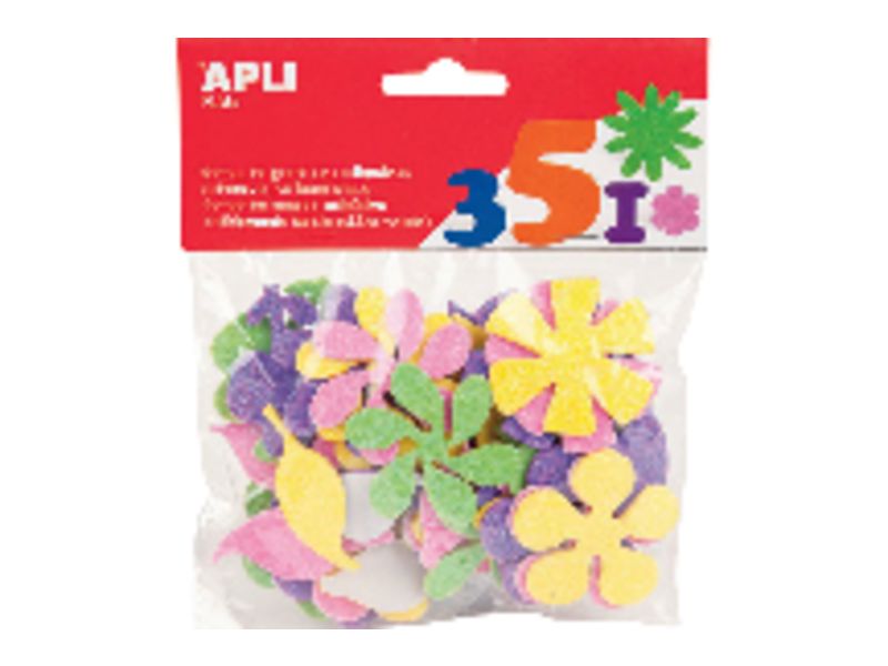 APLI - Goma Eva Bolsa 48 Ud Purpurina flores Adhesivo Adhesivo (Ref.13078)
