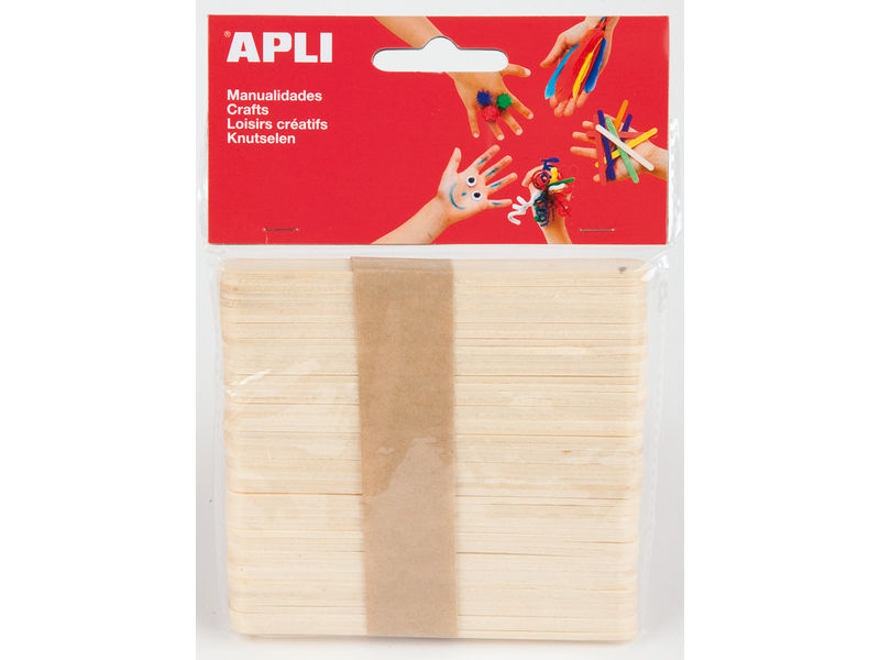 APLI - Bolsa 50 PALOS MADERA 114X10MM. COLOR NATURAL (Ref.13063)