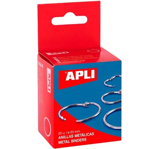 APLI - Anillas metálicas 20mm - Plata - Caja 20ud (Ref.451)