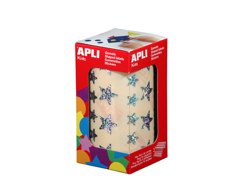 APLI - Rollo 59 HOJAS GOMETS ESTRELLAS HOLOGRÁFICAS GRANDES Y PEQUEÑAS (Ref.11635)