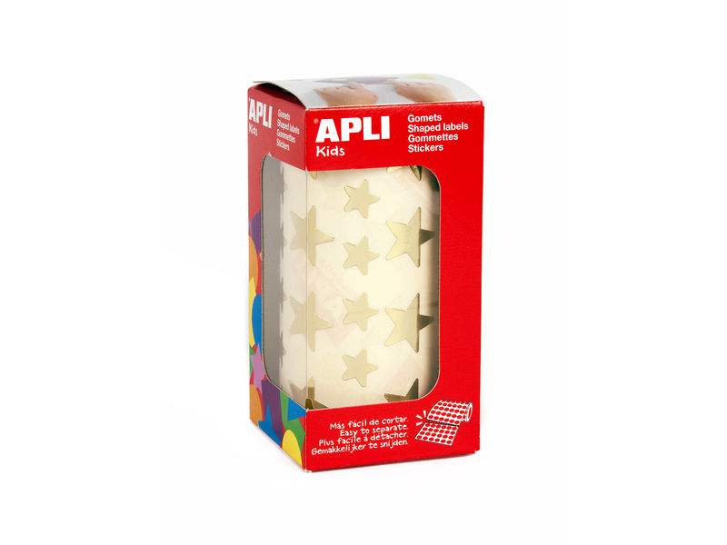 APLI - Rollo 59 HOJAS GOMETS ESTRELLAS DORADAS GRANDES Y PEQUEÑAS (Ref.11116)