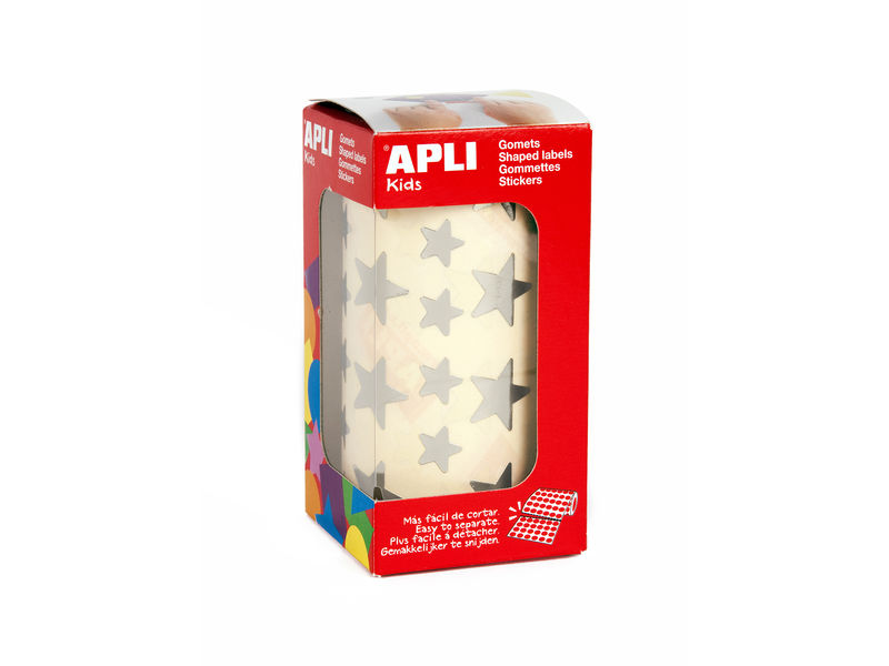 APLI - Rollo 59 HOJAS GOMETS ESTRELLAS PLATEADAS GRANDES Y PEQUEÑAS (Ref.11117)