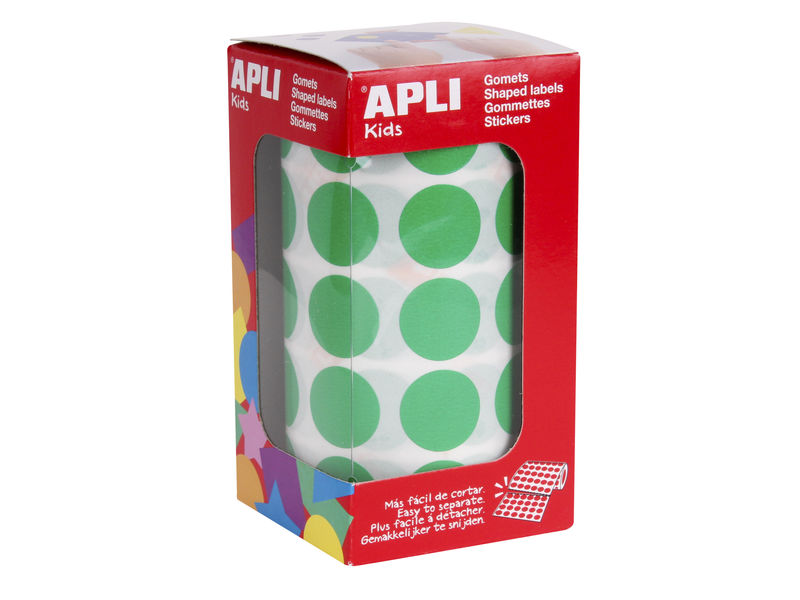 APLI - Rollo 59 HOJAS GOMETS BRILLANTES REDONDOS VERDES 20 MM. Ø (Ref.4862)