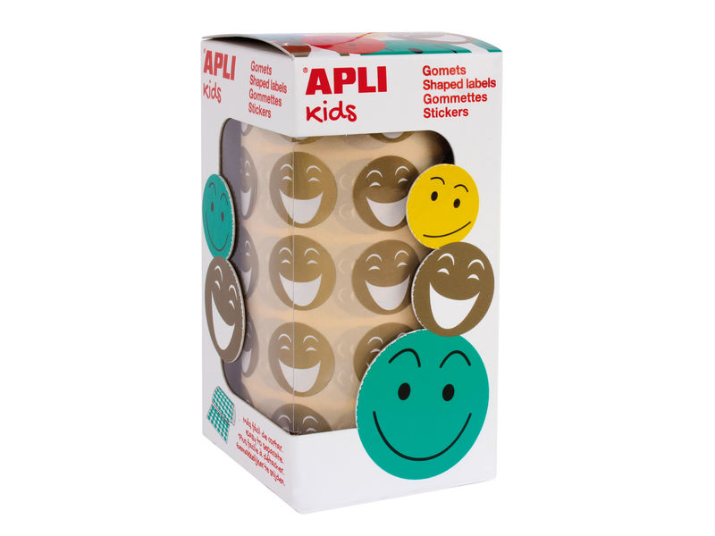 APLI - Rollo 900 GOMETS REDONDOS SMILE (30 HOJAS MICROPREFORADAS) ORO (Ref.14374)