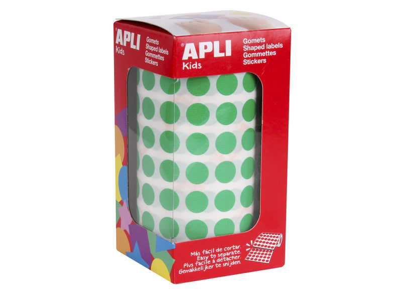 APLI - Gomets Rollo 10,5 mm Verde Redondo (Ref.4854)