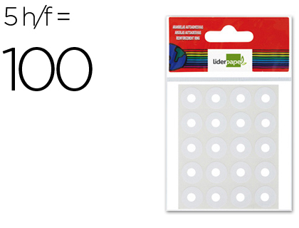LIDERPAPEL - ARANDELAS AUTOADHESIVAS BLANCAS SOBRE DE 5 H (Ref.AA01)