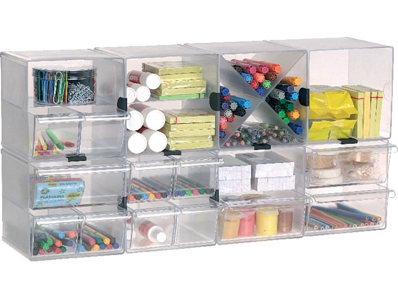 ARCHIVO 2000 - Cubo organizador 1 cajon grande Azul Transparente 195x155x155 mm (Ref.6707AZTP)