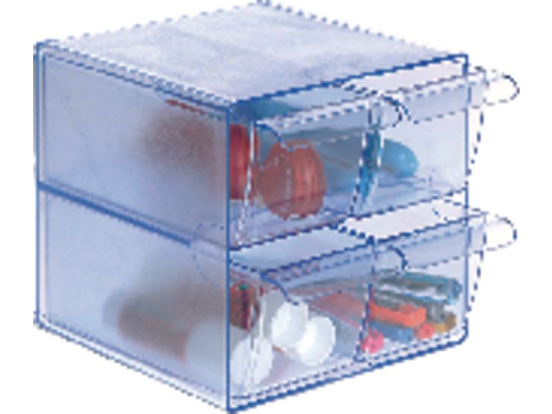 ARCHIVO 2000 - Cubo organizador 4 cajones pequeños Azul Transparente (Ref.6704 AZTP)