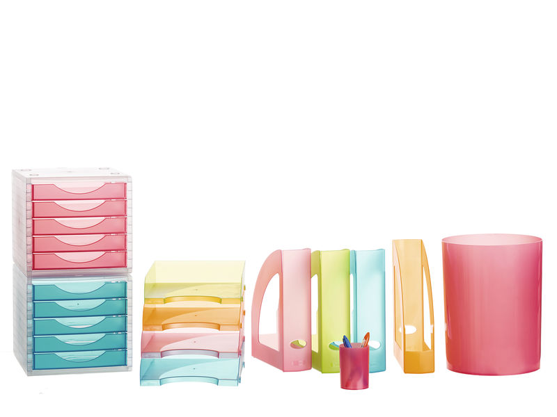 ARCHIVO 2000 - Modulo 5 CAJONES 340X270X255 MM.GRIS-CAJONES FUCSIA TRANSLUCIDO (Ref.4005 FC TL)