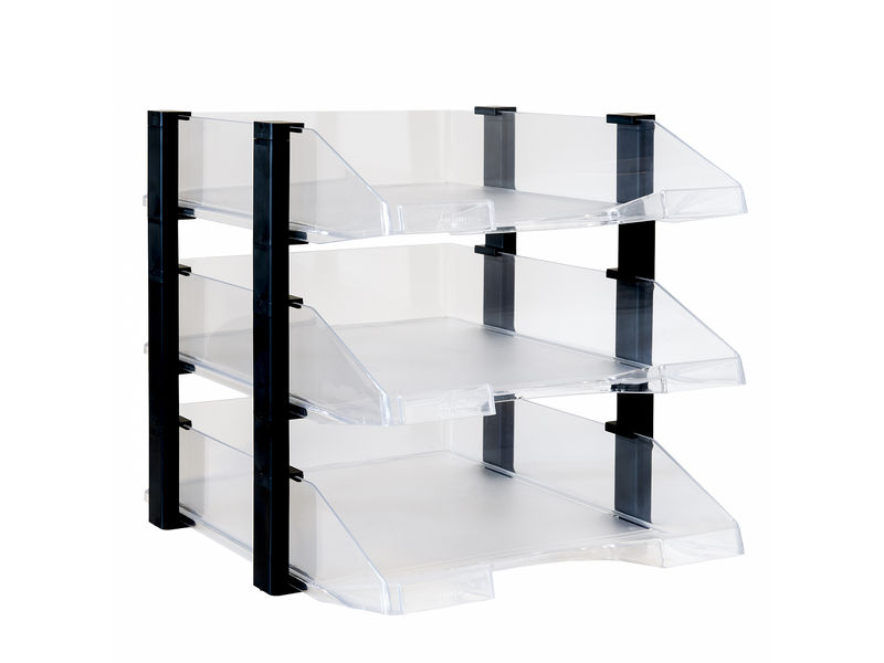 ARCHIVO 2000 - Bandeja de Sobremesa Jumborack 3 3 ud 290X365X270 Transpar. Poliestireno Apilable (Ref.704CSTP)