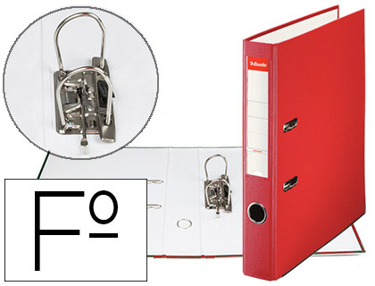 ESSELTE - ARCHIVADOR DE PALANCA Cartón FORRADO PVC FOLIO LOMO DE 50 MM CON RADO ROJO (Ref.42305)