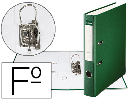 ESSELTE - ARCHIVADOR DE PALANCA Cartón FORRADO PVC FOLIO LOMO DE 50 MM CON RADO VERDE (Ref.42306)