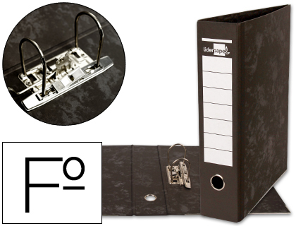 LIDERPAPEL - ARCHIVADOR DE PALANCA FOLIO Cartón FORRADO SIN RADO LOMO 80MM NEGRO COMPRESOR METALICO (Ref.AZ08)