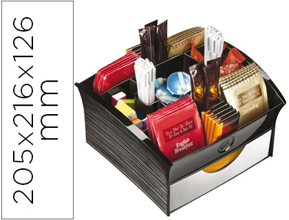 CEP - BANDEJA ORGANIZADORA CON 9 COMPARTIMENTOS POLIESTIRENO COLOR NEGRO ESPECIAL PARA SNACK 205X216X126 MM (Ref.1013100011)