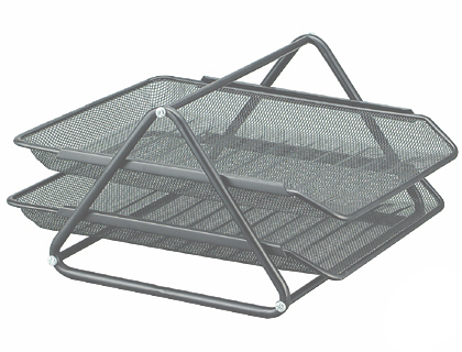 Q-CONNECT - Bandeja de Sobremesa METALICA REJILLA GXA100 GRIS 2 BANDEJAS MOVIBLES -300X185X 350 MM (Ref.KF00844)