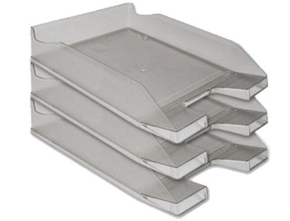 Q-CONNECT - Bandeja de Sobremesa PLASTICO GRIS OSCURO TRANSPARENTE (Ref.KF04199)