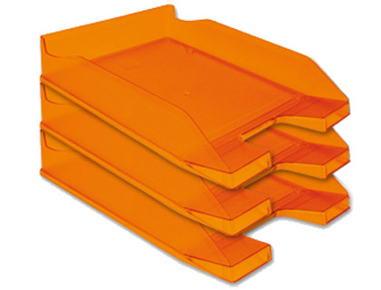 Q-CONNECT - Bandeja de Sobremesa PLASTICO NARANJA TRANSPARENTE (Ref.KF04201)
