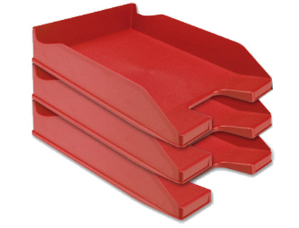 Q-CONNECT - Bandeja de Sobremesa PLASTICO ROJO OPACO (Ref.KF04190)