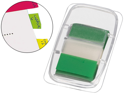 Q-CONNECT - BANDERITAS SEPARADORAS VERDES DISPENSADOR DE 50 (Ref.KF03635)