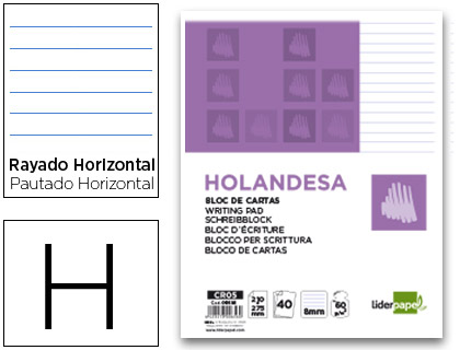 LIDERPAPEL - BLOC DE CARTAS RAYADO HOLANDESA 40 HOJAS 60G/M2 (Ref.CR05)