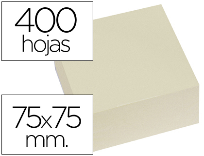 Q-CONNECT - BLOC DE NOTAS ADHESIVAS QUITA Y PON 75X75 MM AMARILLO CON 400 HOJAS (Ref.KF01346)