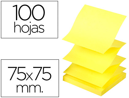 Q-CONNECT - BLOC DE NOTAS ADHESIVAS QUITA Y PON 75X75 MM AMARILLO NEON ZIG-ZAG (Ref.KF16575)