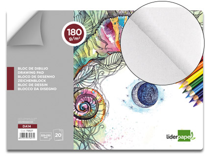LIDERPAPEL - BLOC DIBUJO ARTISTICO ENCOLADO 230X325MM 20 HOJAS 180 G/M2 SIN RECUADRO (Ref.DA14)