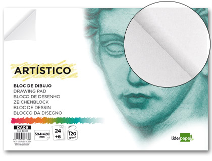 LIDERPAPEL - BLOC DIBUJO ARTISTICO ENCOLADO 594X420MM 24+6 HOJAS 120G/M2 SIN RECUADRO (Ref.DA09)