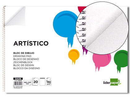 LIDERPAPEL - BLOC DIBUJO ARTISTICO ESPIRAL 460X325MM 20 HOJAS 130G M2 SIN RECUADRO (Ref.DA06)