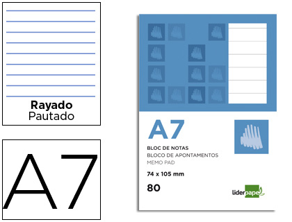LIDERPAPEL - BLOC NOTAS HORIZONTAL A7 80 HOJAS 60G/M2 PERFORADO (Ref.BN11)