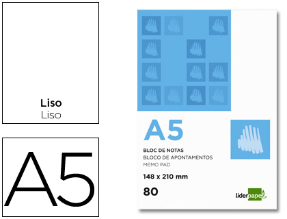 LIDERPAPEL - BLOC NOTAS LISO A5 80 HOJAS 60G/M2 PERFORADO (Ref.BN04)
