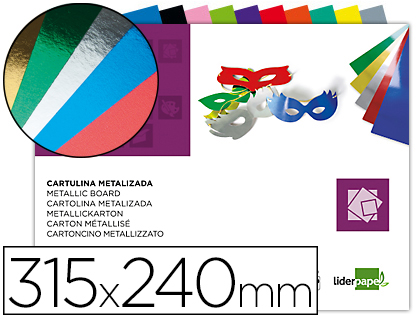 LIDERPAPEL - BLOC TRABAJOS MANUALES CARTULINA METALIZADA 240X315MM 10 HOJAS COLORES SURTIDOS (Ref.TM10)