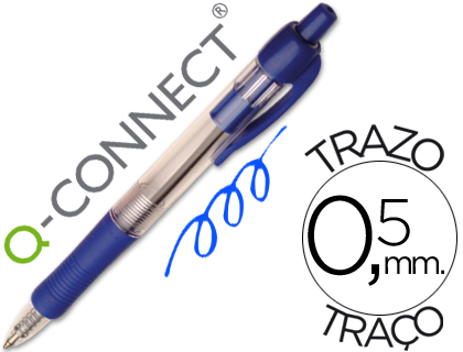 Q-CONNECT - BOLIGRAFO AZUL RETRACTIL -CON SUJECION DE CAUCHO (Ref.KF00268)