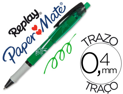 PAPER MATE - BOLIGRAFO REPLAY MAX VERDE CON GOMA DE BORRAR (Ref.S0824180)