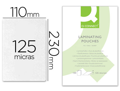 Q-CONNECT - BOLSA DE PLASTIFICAR 110 X 230 MM 125 MC CARNET DE CONDUCIR CAJA DE 100 UNIDADES (Ref.KF04754)