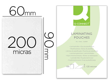 Q-CONNECT - BOLSA DE PLASTIFICAR 90 X 60 MM 200 MC CARNET DE NIF CAJA DE 100 UNIDADES (Ref.KF01210)