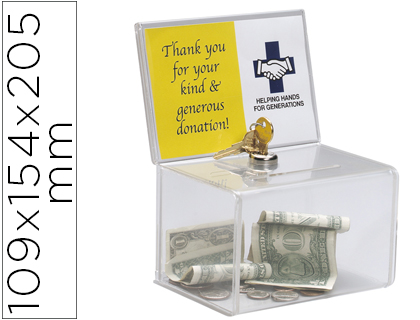 ARCHIVO 2000 - BUZON DE SUGERENCIA CON CERRADURA Y DOS LLAVES COLOR CRISTAL TRANSPARENTE 109X154X205 MM (Ref.DE596901CSSTP)