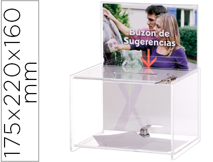 ARCHIVO 2000 - BUZON DE SUGERENCIAS CON LLAVE DE POLIESTIRENO TRANSPARENTE 175X220X160 MM (Ref.6152LL CS TP)