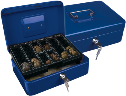 Q-CONNECT - CAJA CAUDALES 10" 250X180X90 MM AZUL CON PORTAMONEDAS (Ref.KF03323)