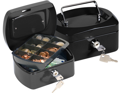 Q-CONNECT - CAJA CAUDALES 6" 152X115X80 MM NEGRA CON PORTAMONEDAS (Ref.KF02601)