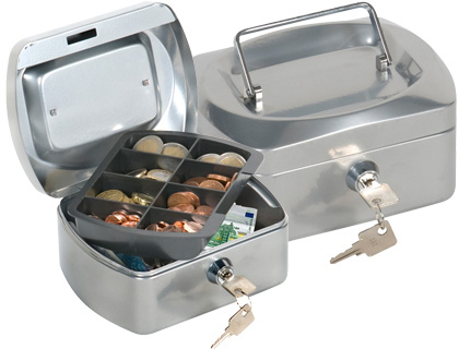 Q-CONNECT - CAJA CAUDALES 6" 152X115X80 MM PLATA CON PORTAMONEDAS (Ref.KF03316)