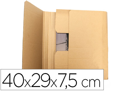 Q-CONNECT - CAJA PARA EMBALAR LIBRO MEDIDAS 400X290X75 MM ESPESOR Cartón 3 MM (Ref.KF26143)
