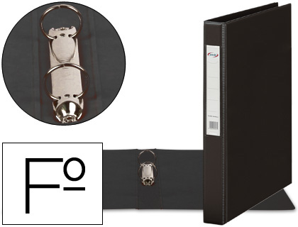 PARDO - CARPETA 2 ANILLAS 25 MM PLASTICO FOLIO NEGRO (Ref.242501)