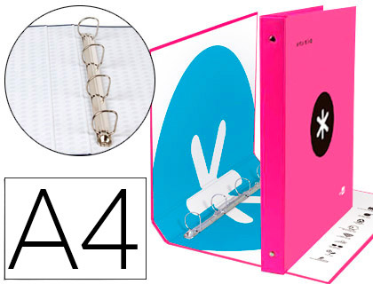 ANTARTIK - CARPETA 4 ANILLAS 40 MM MIXTAS LIDERPAPEL A4 FORRADA COLOR ROSA (Ref.KA26)