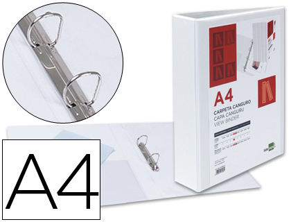 LIDERPAPEL - CARPETA CANGURO 2 ANILLAS MIXTAS 55MM A4 PLASTICO BLANCA (Ref.KG25)