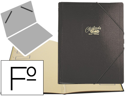 SARO - CARPETA CLASIFICADOR Cartón COMPACTO FOLIO NEGRA -12 DEPARTAMENTOS (Ref.30-N)